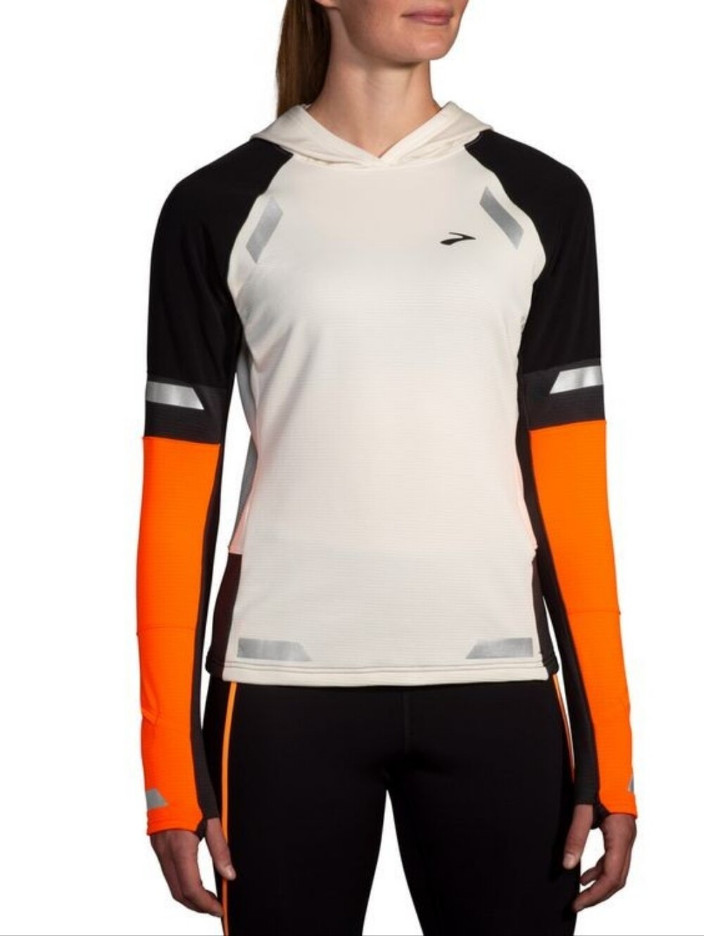 Brooks Run Visible Thermal Hoodie 2.0 ecru fluoro flash neon orange women medium